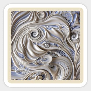 Swirly Flowing Ivory And Cobalt Curlicues Sticker